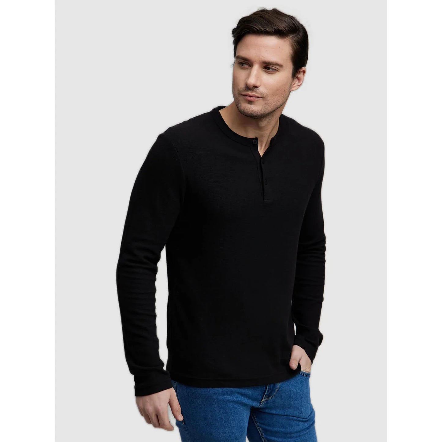 Black Solid Cotton Blend T-shirt