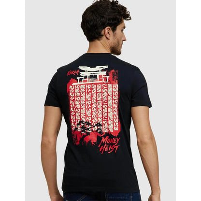 Money Heist Korea - Black Cotton Printed T-shirt