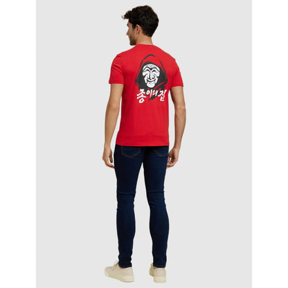 Money Heist Korea - Red Cotton Printed T-shirt