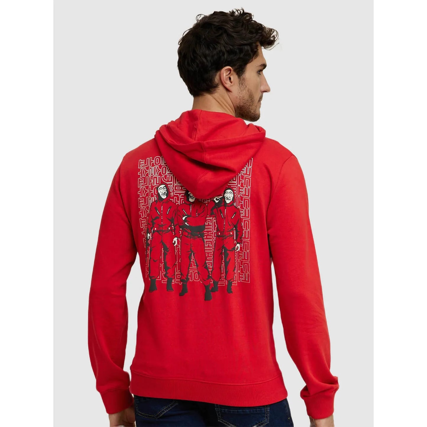 Money Heist Korea - Red Cotton Printed Sweatshirt