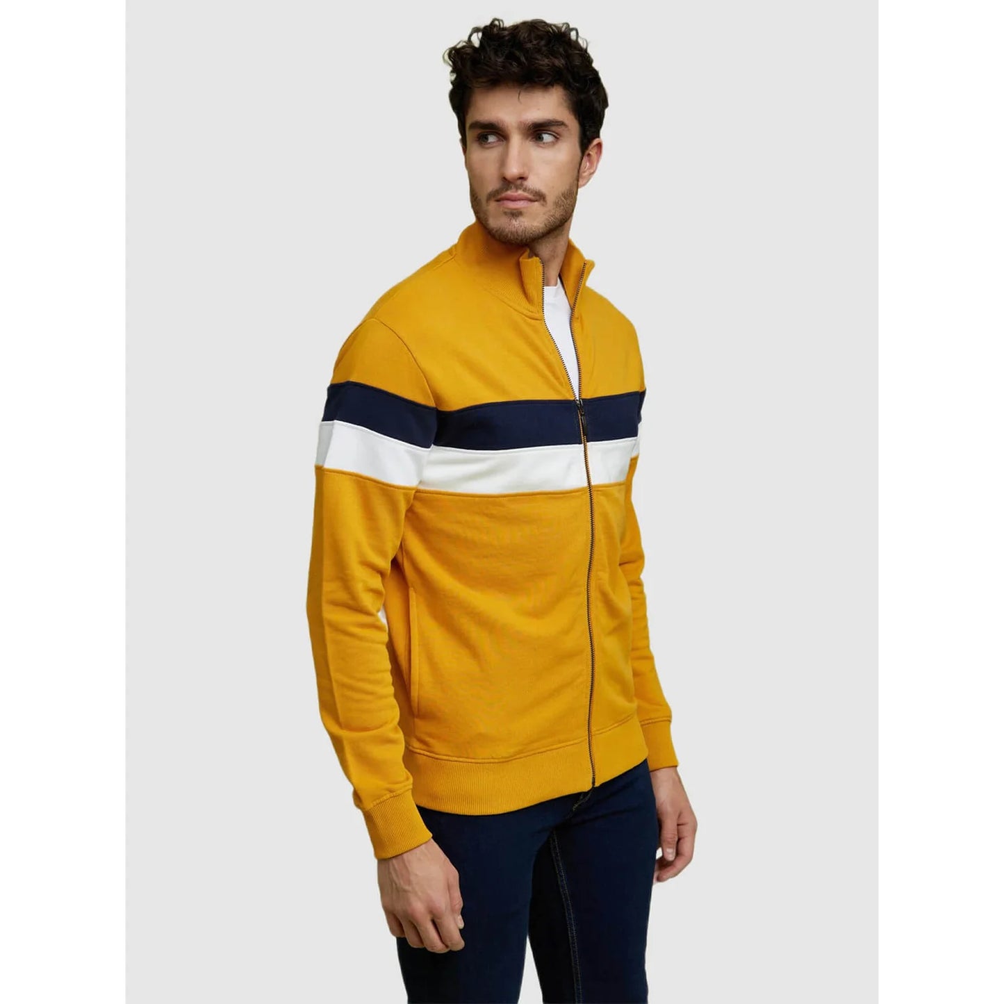 Mustard Colourblock Cotton Sweatshirt