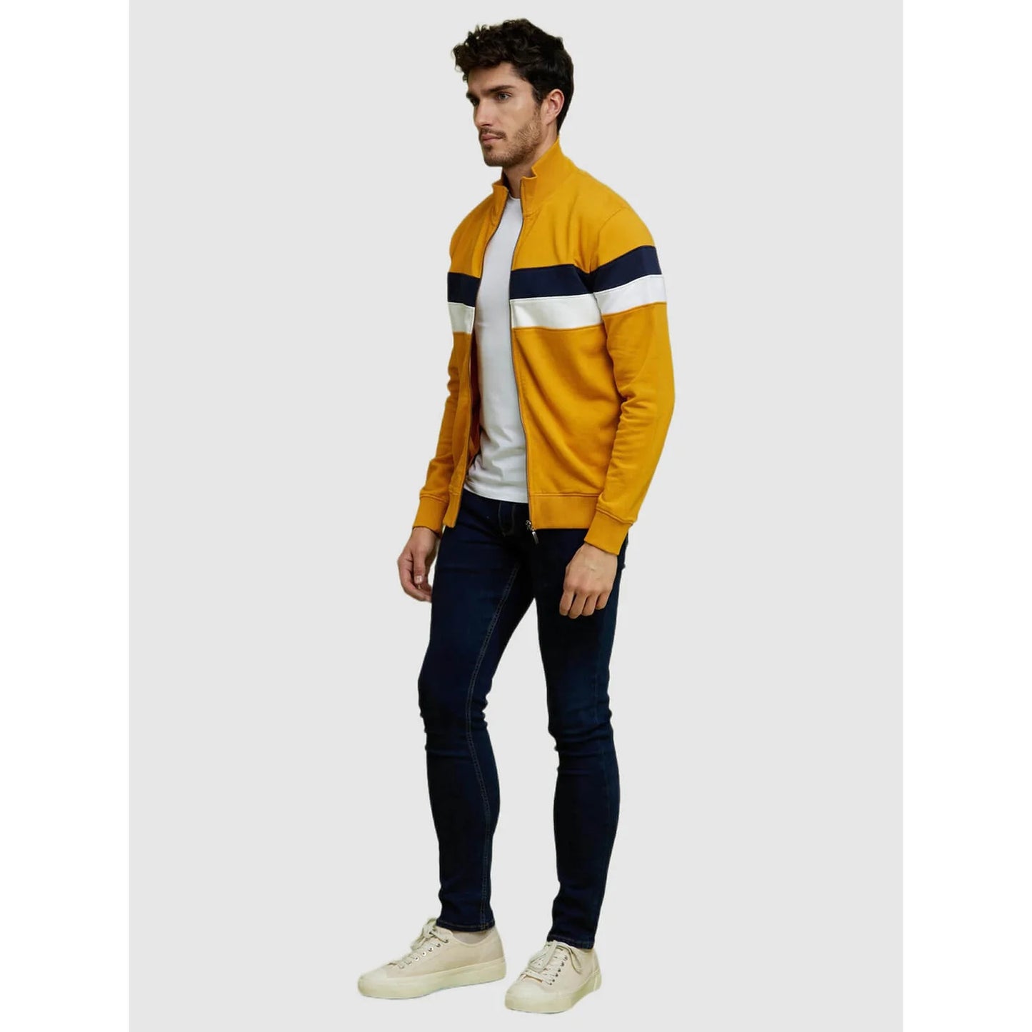 Mustard Colourblock Cotton Sweatshirt