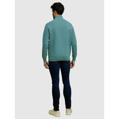 Green Solid Polycotton Sweater