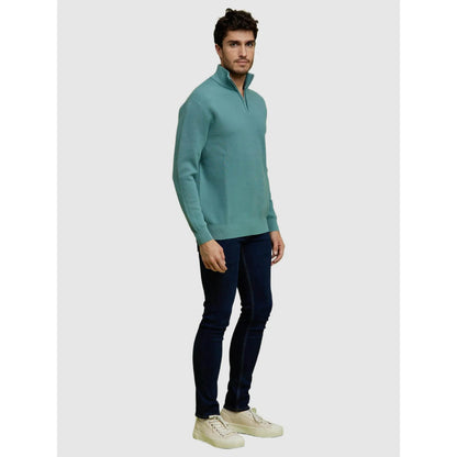 Green Solid Polycotton Sweater