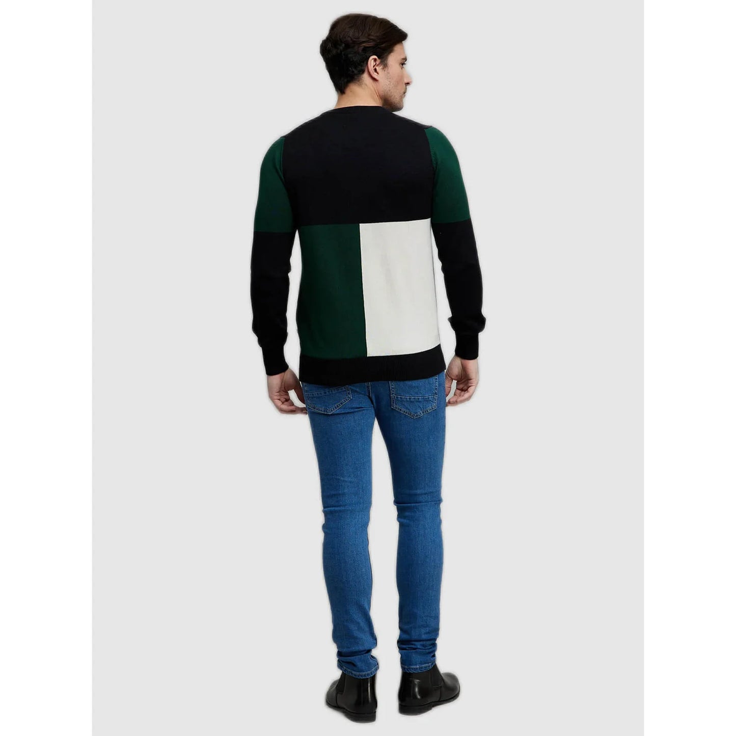 Black Colourblock Cotton Sweater