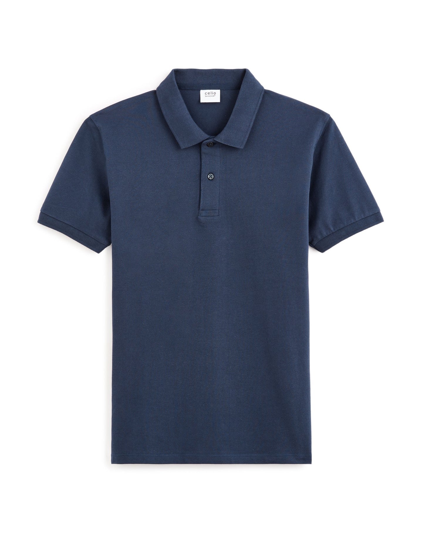 Celio* Solid Regular Fit-100%  Cotton Polo T-Shirt-Navy Blue