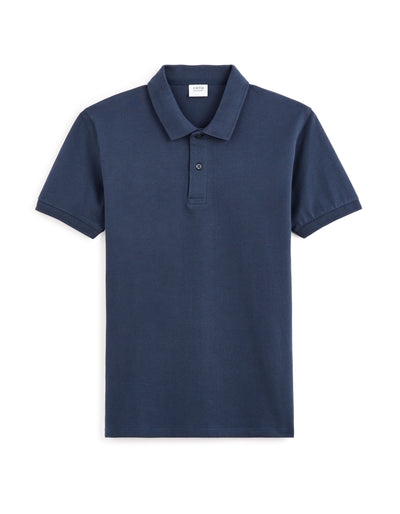 Celio* Solid Regular Fit-100%  Cotton Polo T-Shirt-Navy Blue