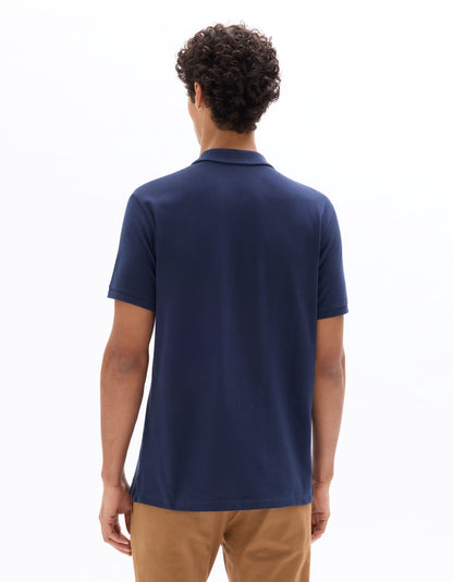 Celio Solid Regular Fit Cotton Navy Tshirts