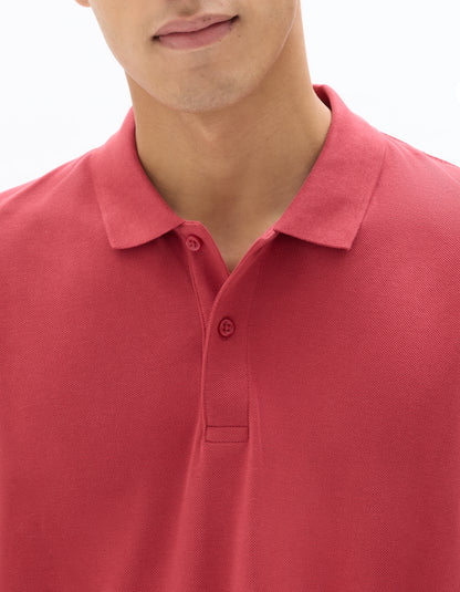 Celio Solid Regular Fit Cotton Red Tshirts