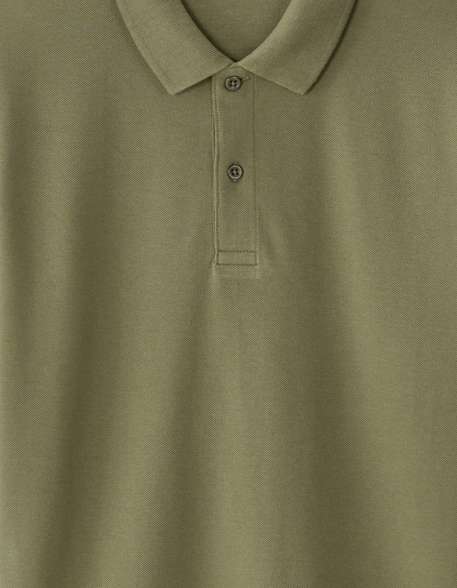 Slim Fit 100% Cotton Solid Polo Collar T-Shirts - Olive