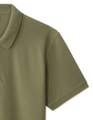 Slim Fit 100% Cotton Solid Polo Collar T-Shirts - Olive