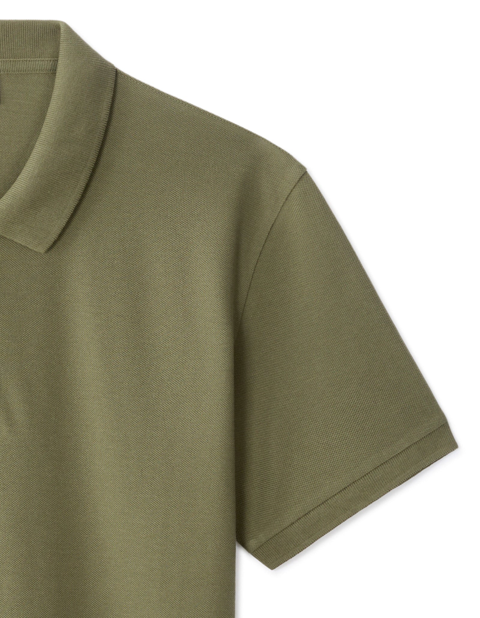 Slim Fit 100% Cotton Solid Polo Collar T-Shirts - Olive
