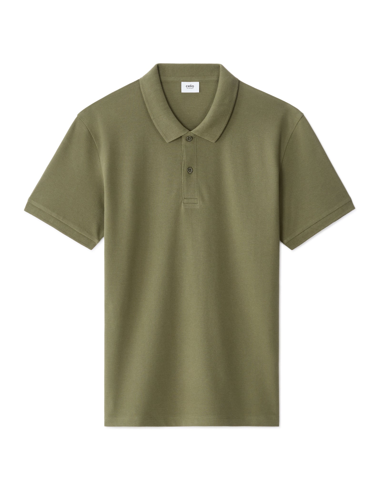 Slim Fit 100% Cotton Solid Polo Collar T-Shirts - Olive