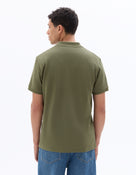 Slim Fit 100% Cotton Solid Polo Collar T-Shirts - Olive