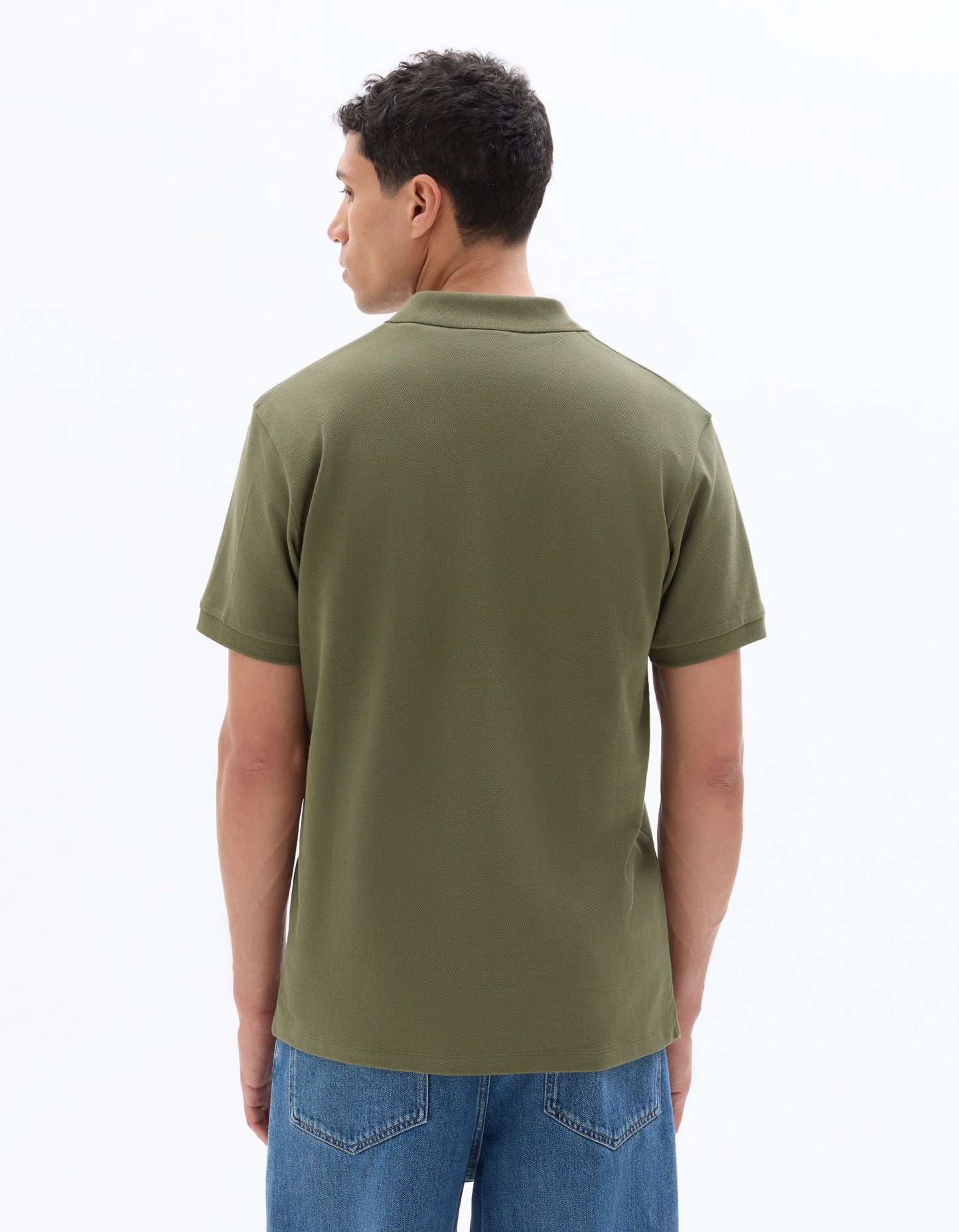 Slim Fit 100% Cotton Solid Polo Collar T-Shirts - Olive