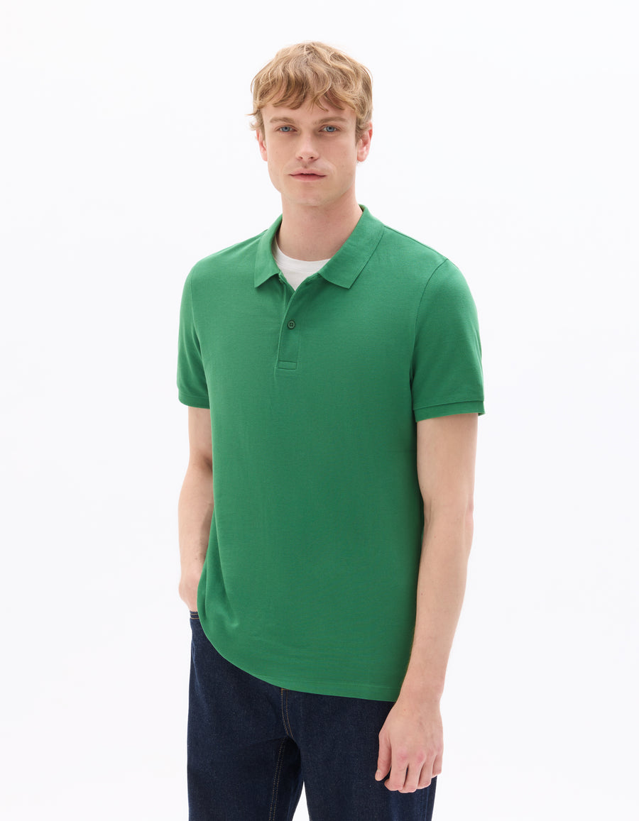 Regular Fit 100% Cotton Solid Polo Collar T Shirts - Green