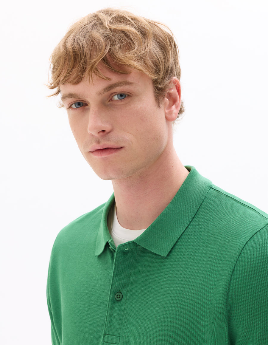 Regular Fit 100% Cotton Solid Polo Collar T Shirts - Green