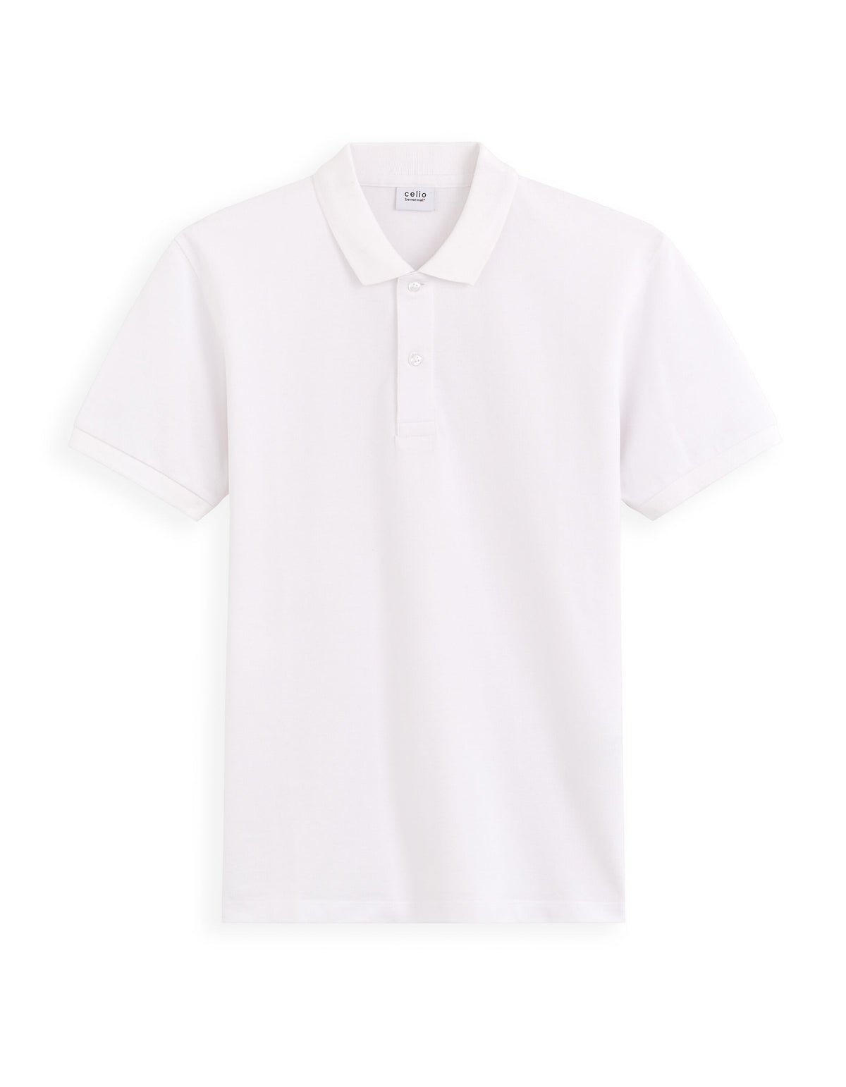 Regular Fit 100% Cotton Solid Polo Collar T Shirts - White