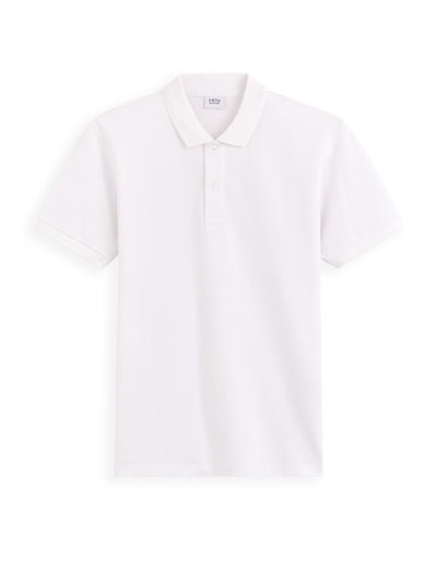 Regular Fit 100% Cotton Solid Polo Collar T Shirts - White