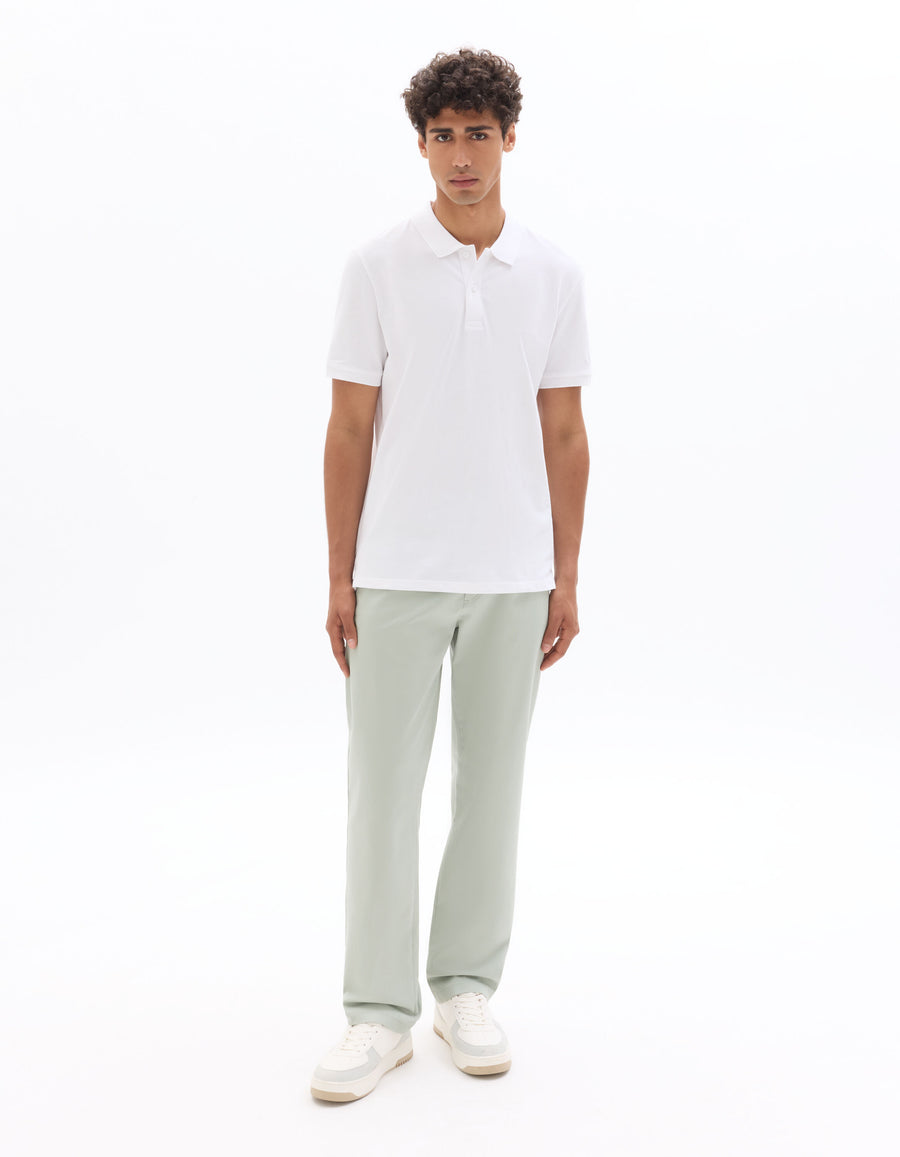 Regular Fit 100% Cotton Solid Polo Collar T Shirts - White