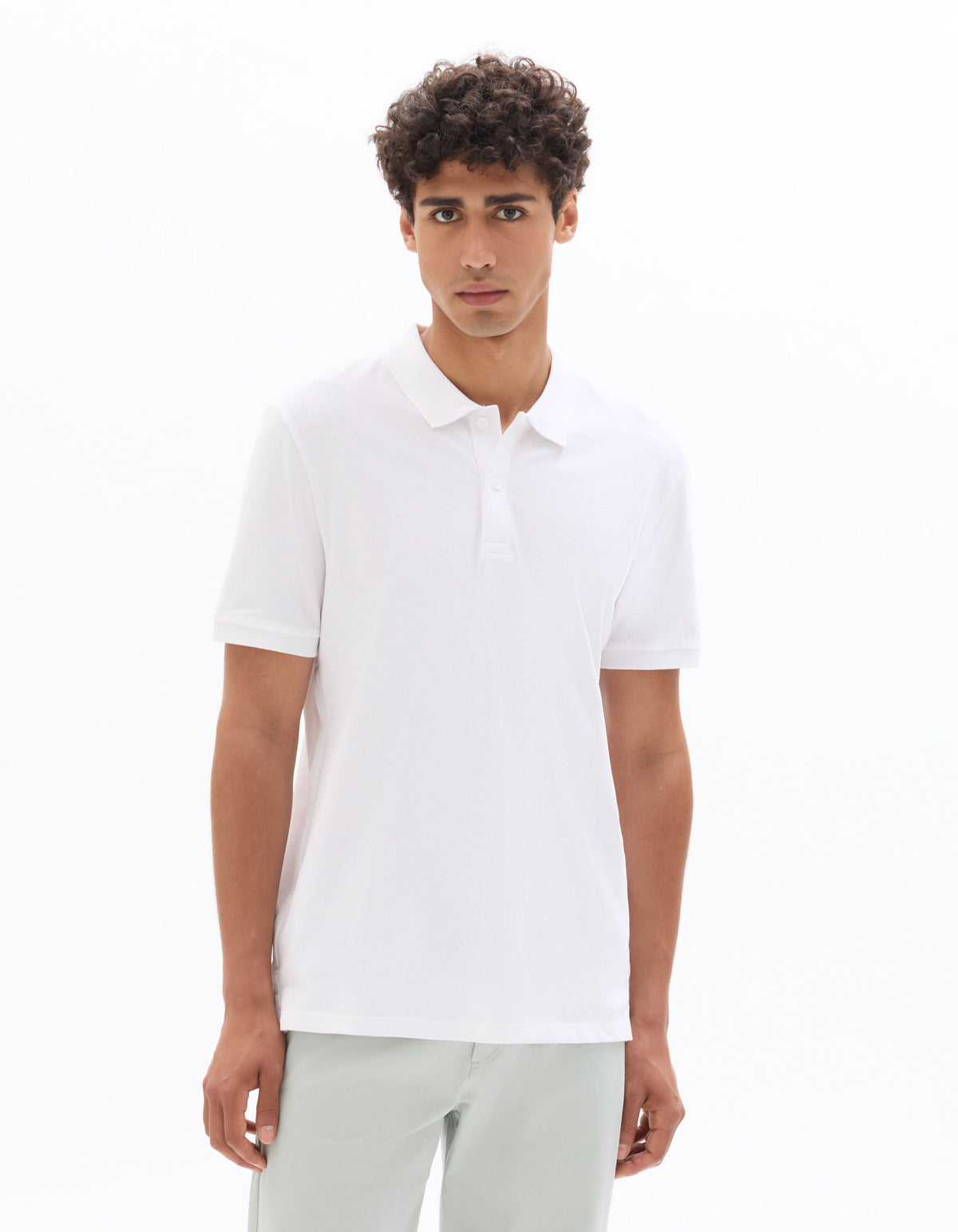 Regular Fit 100% Cotton Solid Polo Collar T Shirts - White