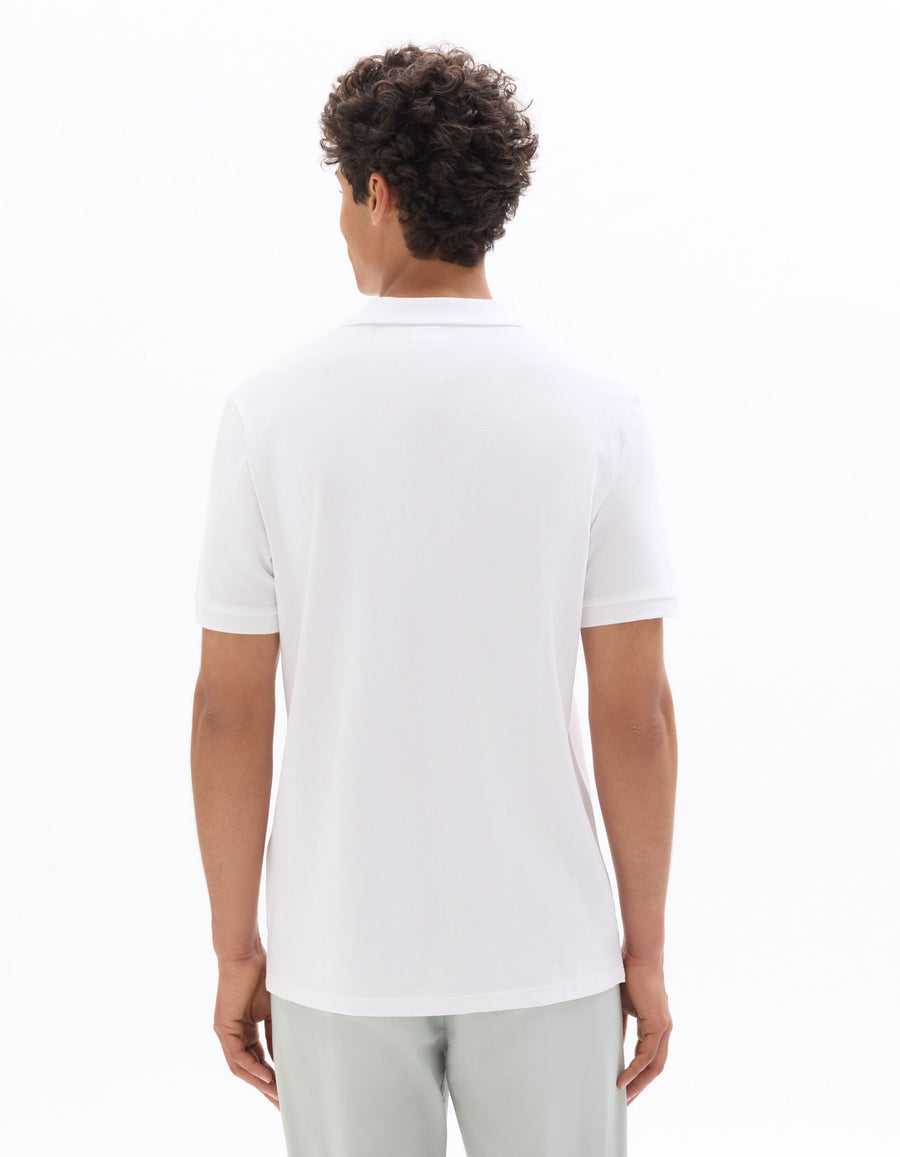 Regular Fit 100% Cotton Solid Polo Collar T Shirts - White