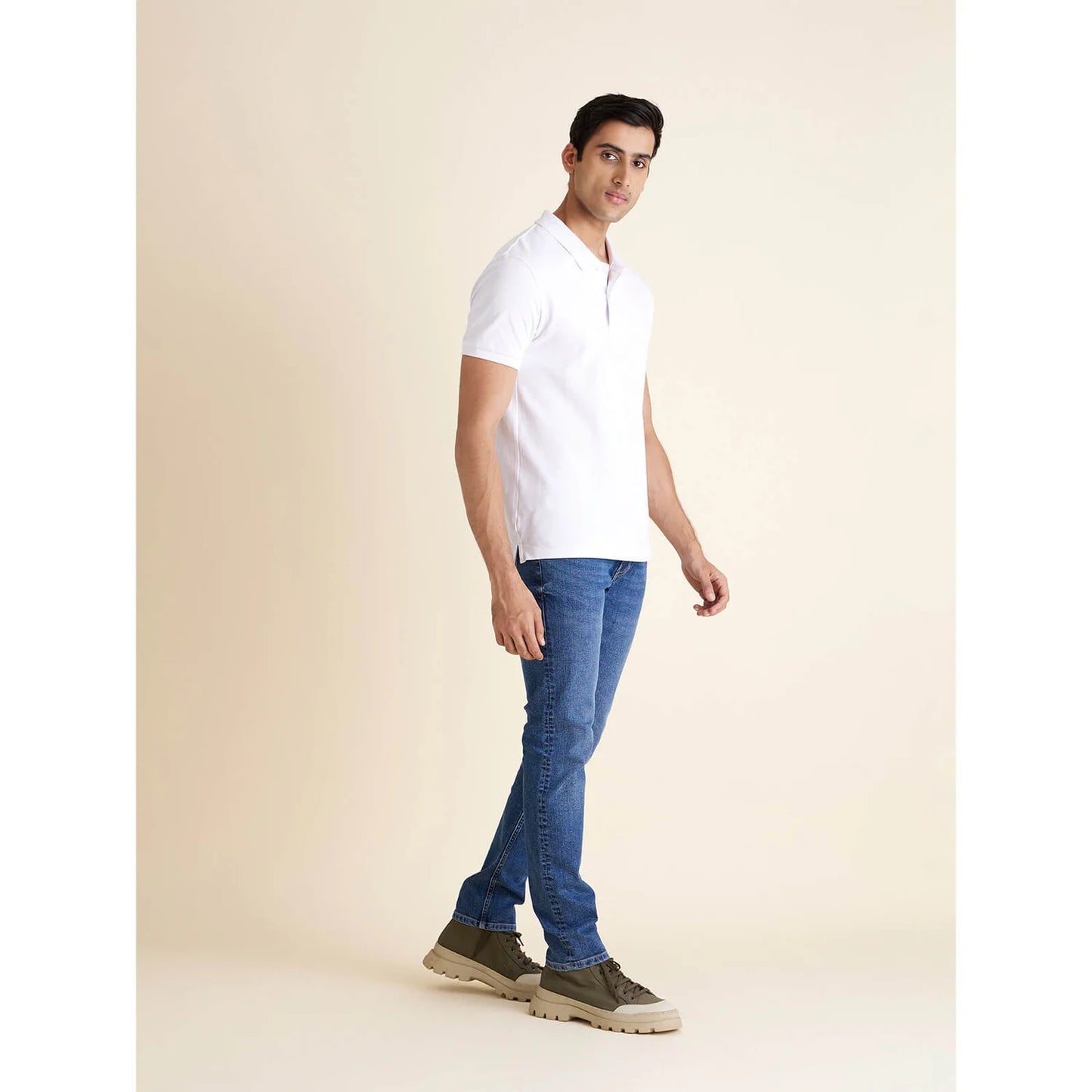 Celio* Solid Regular Fit Cotton White T-Shirt