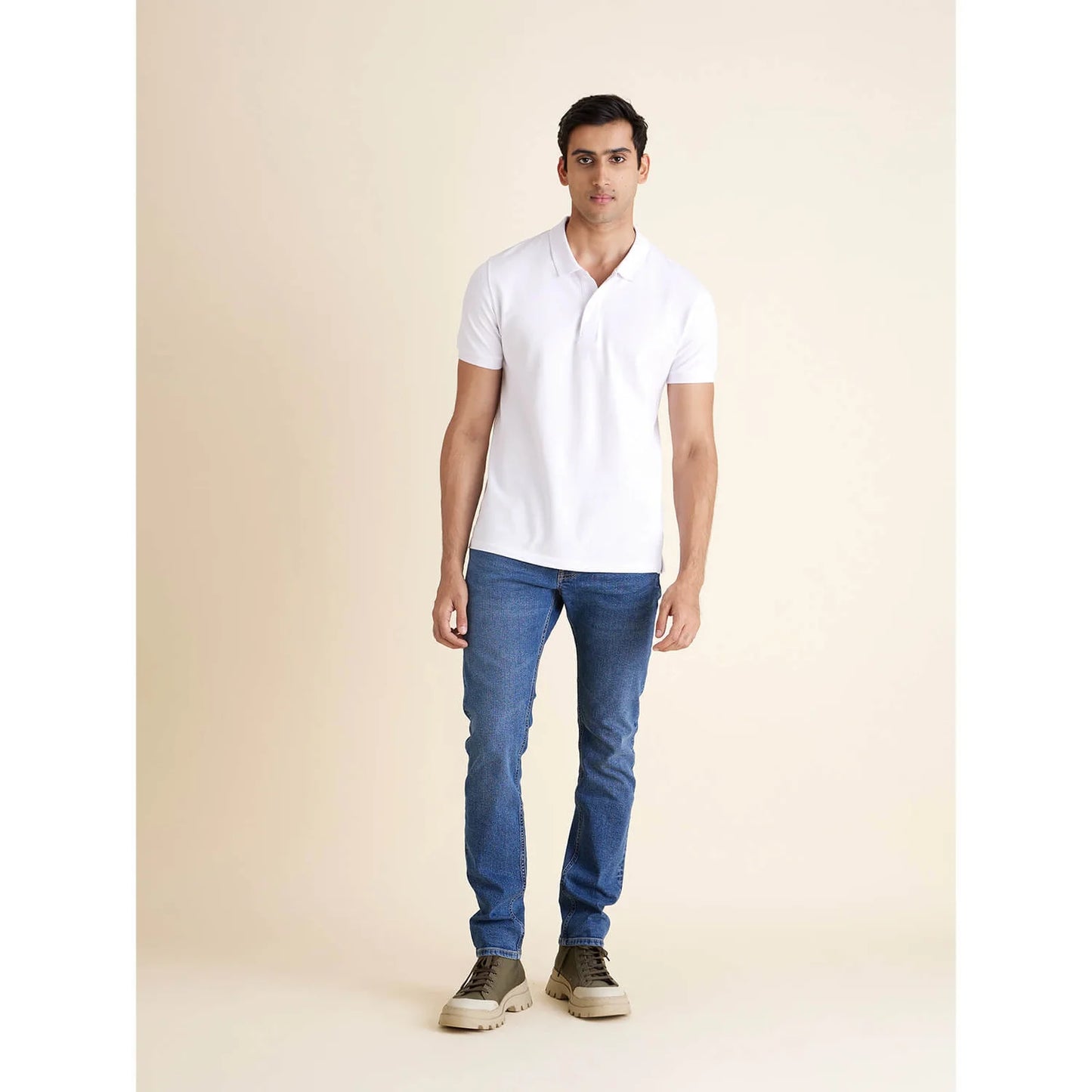 Celio* Solid Regular Fit Cotton White T-Shirt