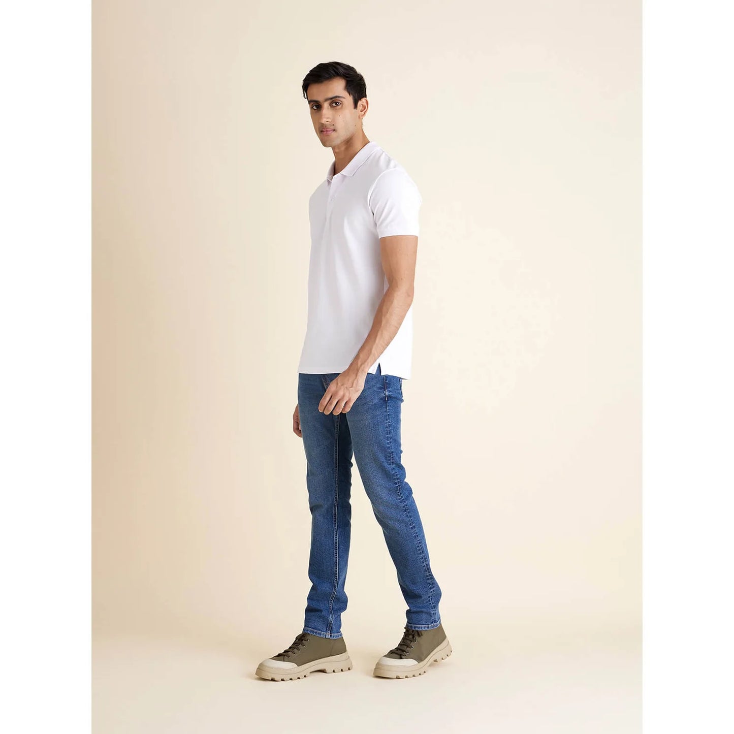 Celio* Solid Regular Fit Cotton White T-Shirt