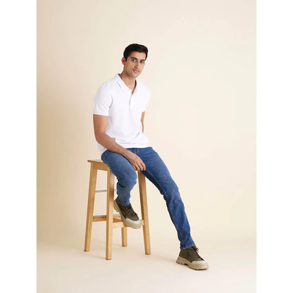 Celio* Solid Regular Fit Cotton White T-Shirt