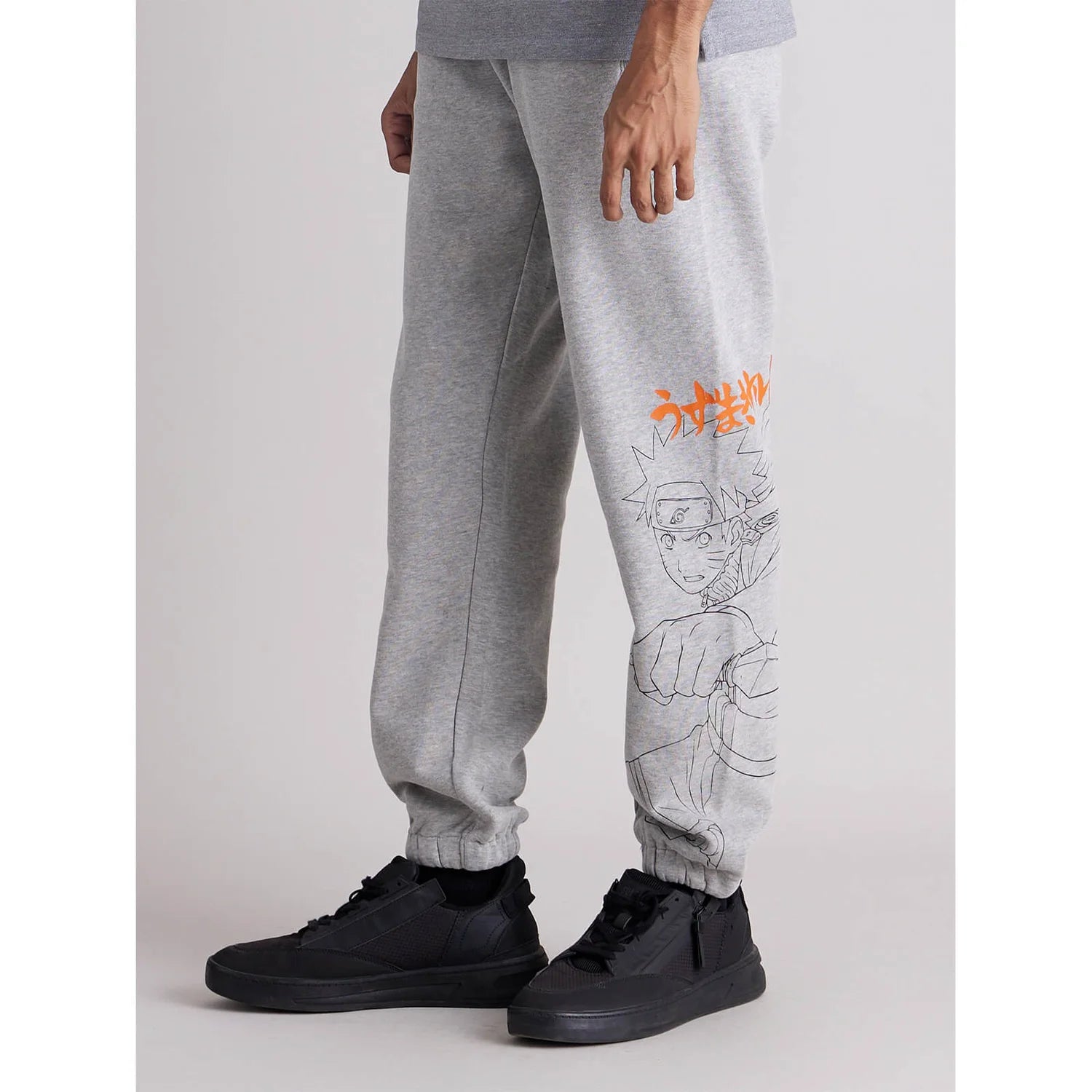 Naruto - Heather Grey Printed Cotton Joggers