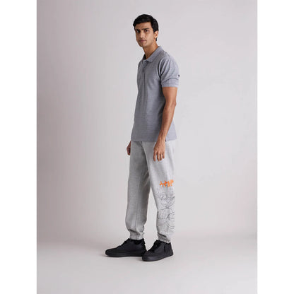 Naruto - Heather Grey Printed Cotton Joggers