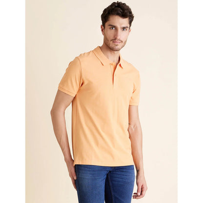 Orange Solid Cotton Polo