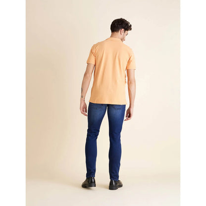 Orange Solid Cotton Polo