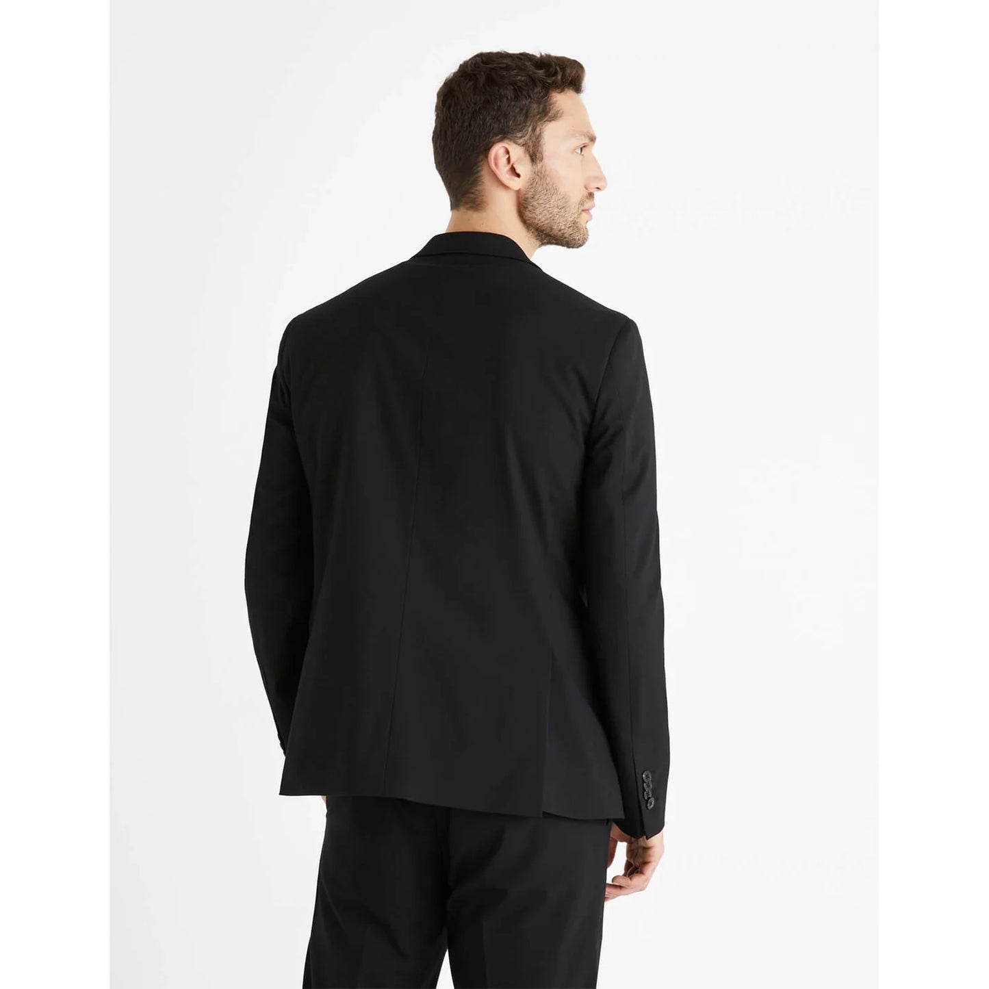 Black Solid Polyester-Blend Blazer