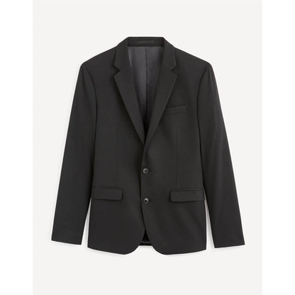 Black Solid Polyester-Blend Blazer