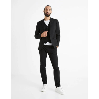 Black Solid Polyester-Blend Blazer