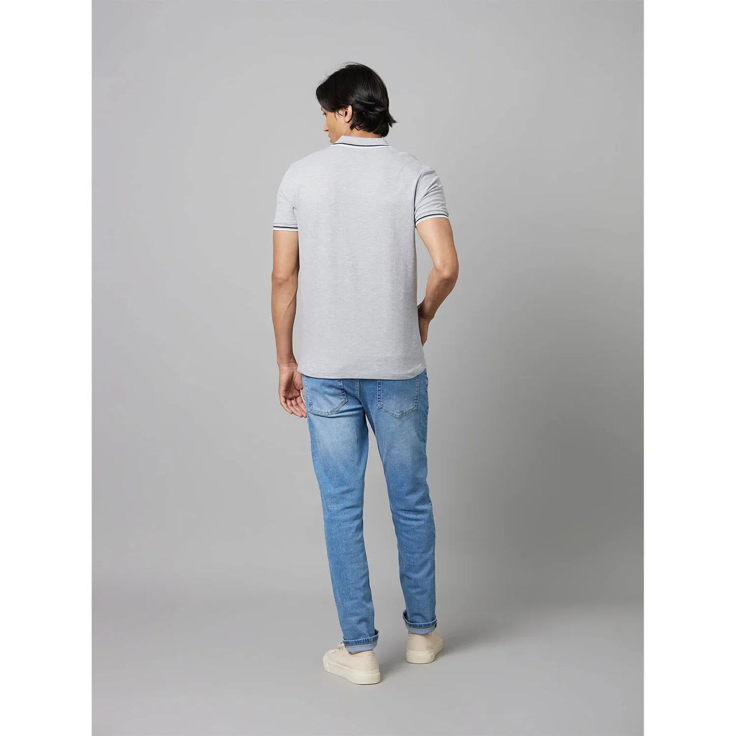 Grey Solid Cotton T-Shirt