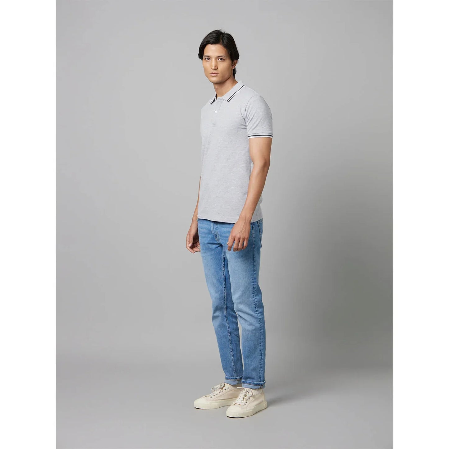 Grey Solid Cotton T-Shirt