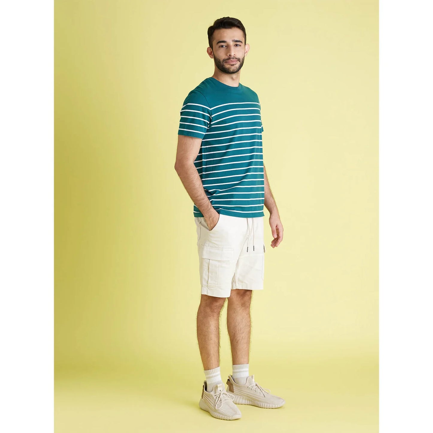 Green Striped Cotton T-shirt