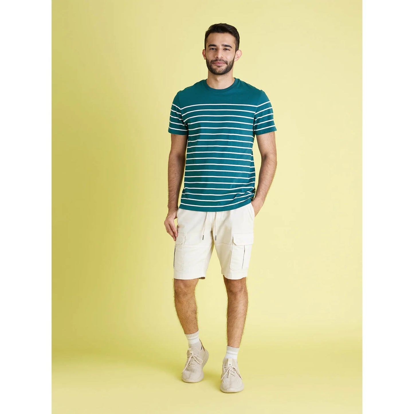 Green Striped Cotton T-shirt