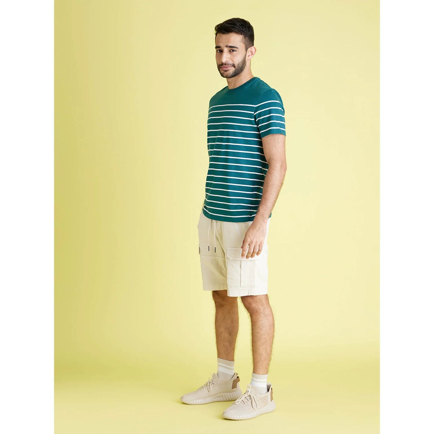 Green Striped Cotton T-shirt