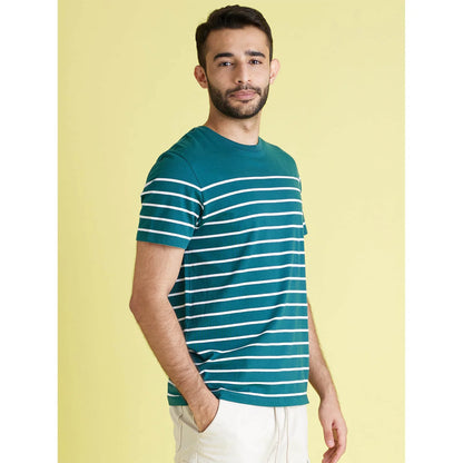 Green Striped Cotton T-shirt