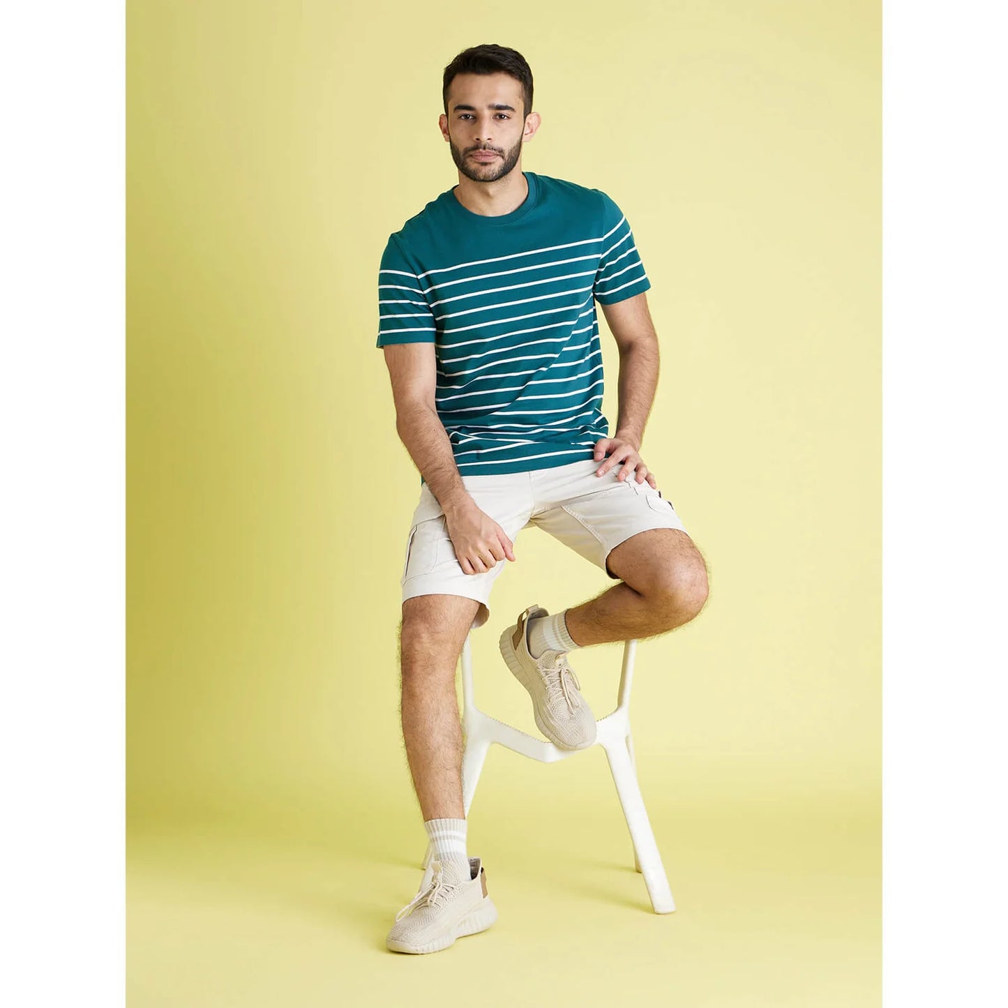 Green Striped Cotton T-shirt