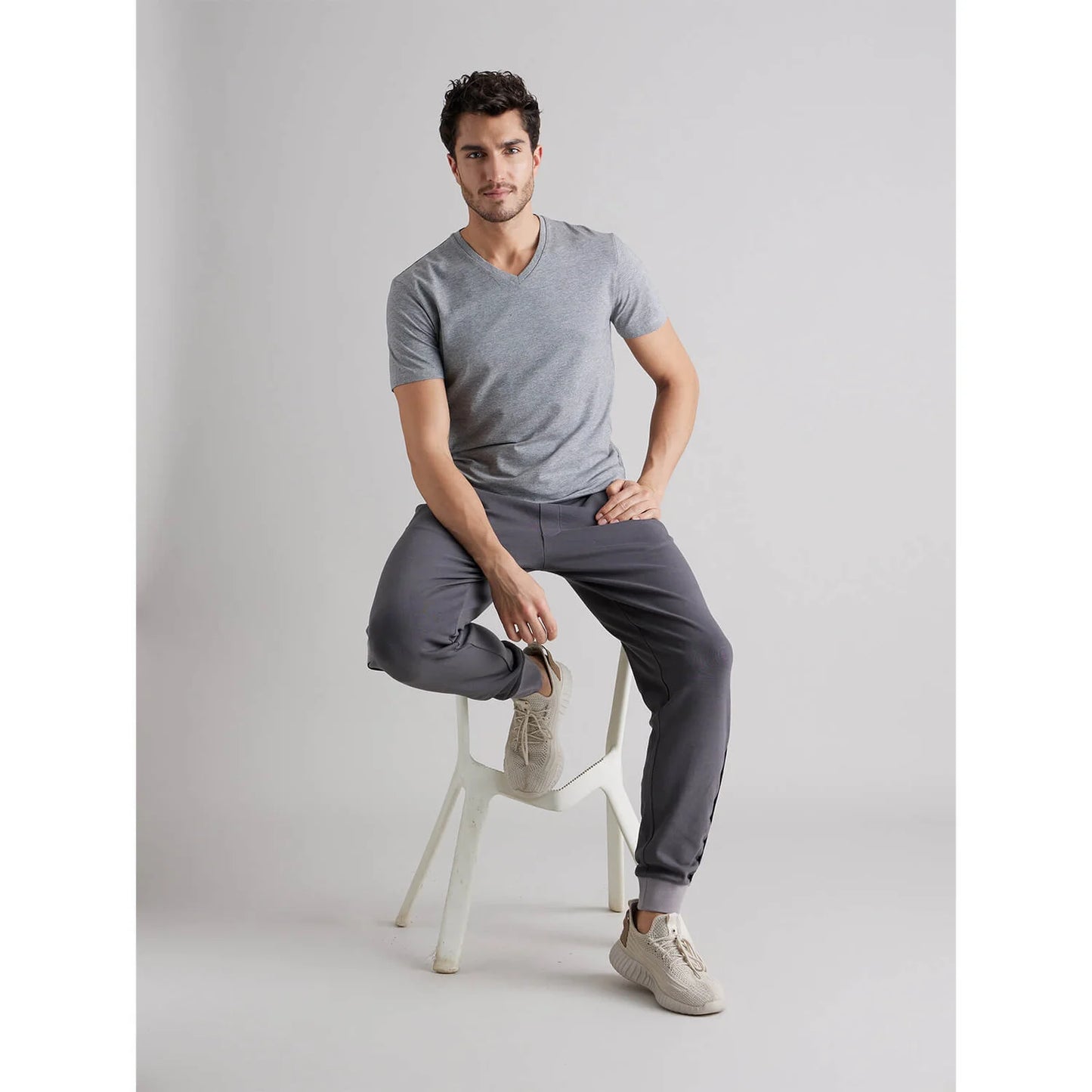 Grey Solid Cotton T-shirt