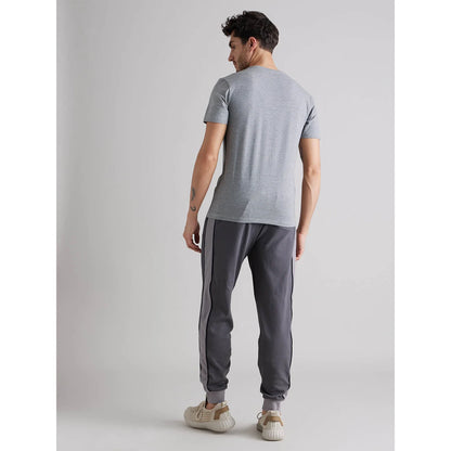 Grey Solid Cotton T-shirt