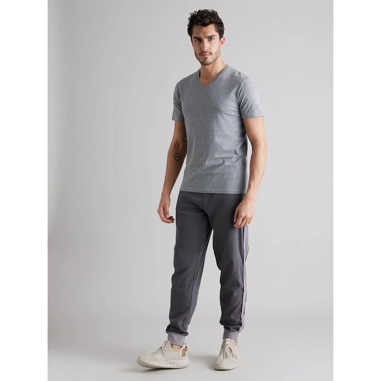 Grey Solid Cotton T-shirt