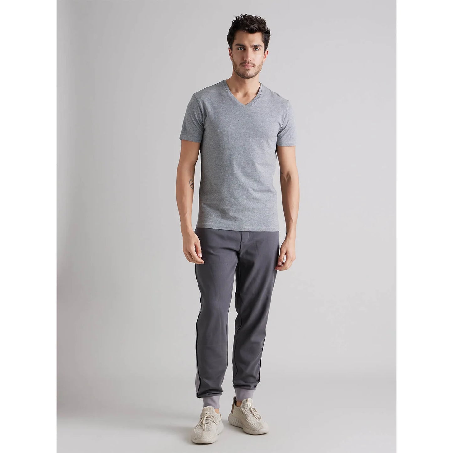 Grey Solid Cotton T-shirt