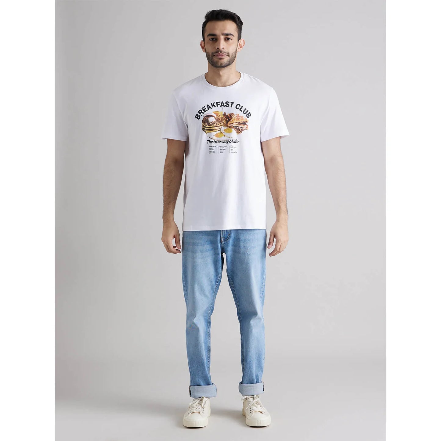 White Graphic Printed Cotton T-shirt