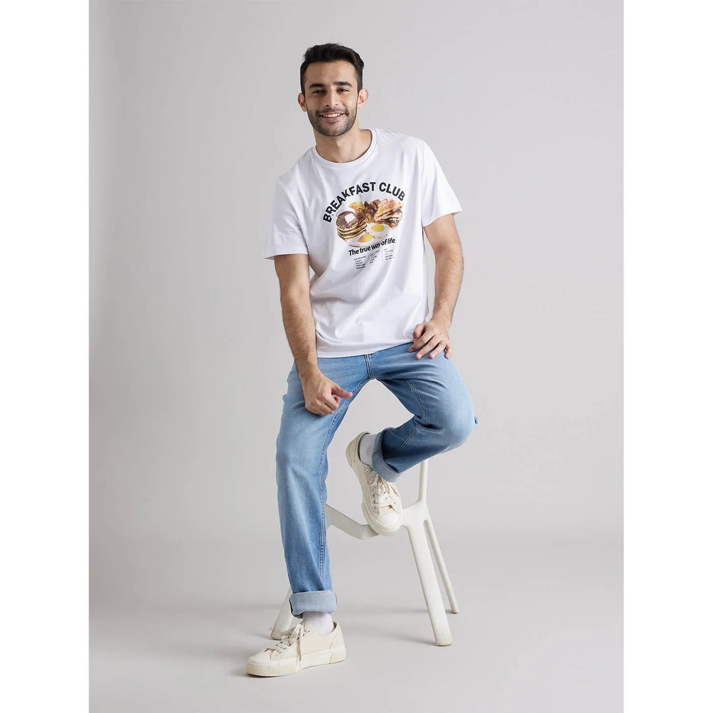 White Graphic Printed Cotton T-shirt